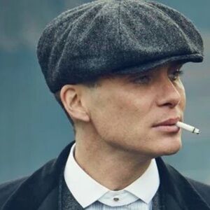 BOGNER Flap Cap Gray Herringbone Ear Flaps Classic News Boy Peaky Blinders Hat